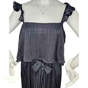 NWT Andrée Black Shimmer Flowy Maxi Dress Large Evening Glam